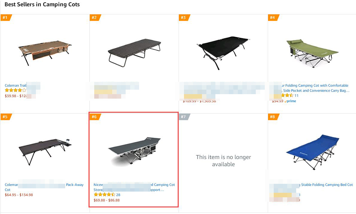 亚马逊代运营-客户的产品折叠床类目第六